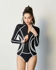 Designer Long-Sleeve Sun Protection One-Piece Swimsuit