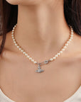 Vivienne Westwood-Inspired Saturn Brooch Rhinestone Necklace 
