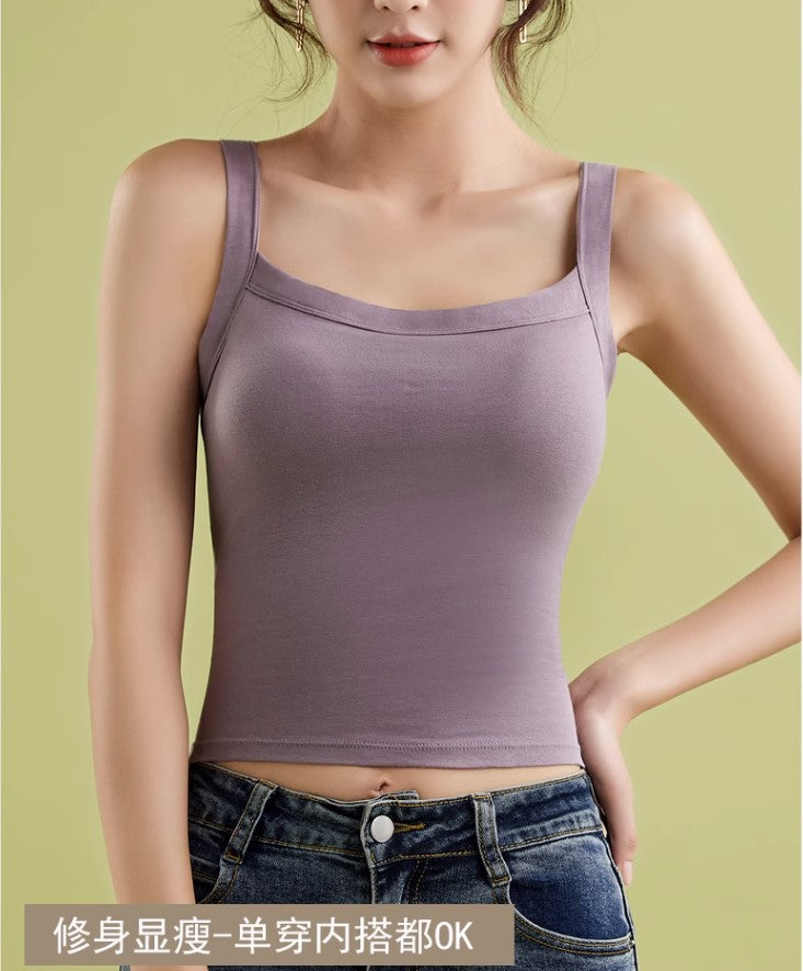 Vintage Square Neck Built-in Cup Camisole