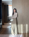 Cement Grey Half High-neck High-stretch Base Top