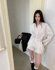 Designer Lace Panel Asymmetrical Shirt