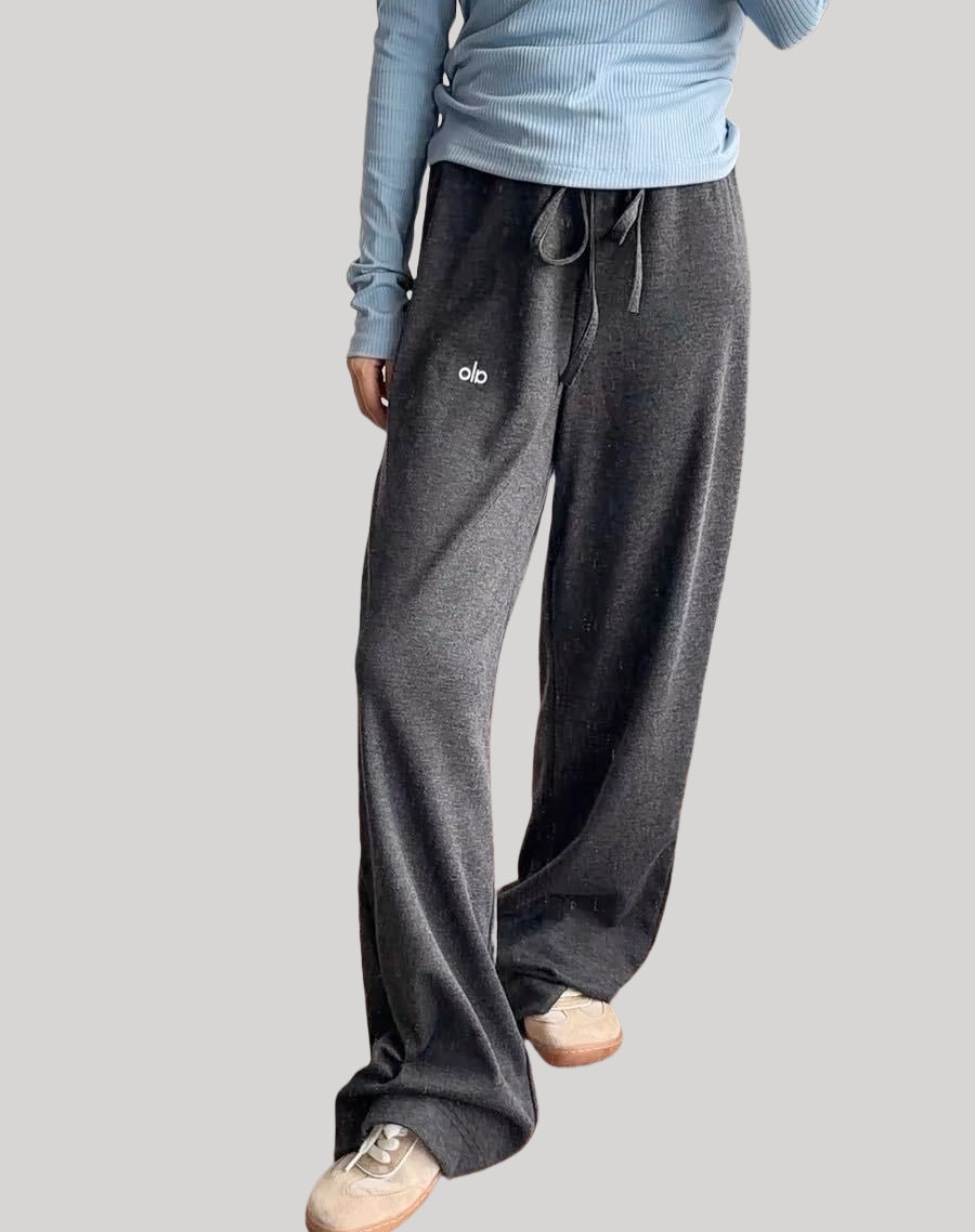 Trending ALO Wide-Leg Floor-Length Pants (Dark Gray)