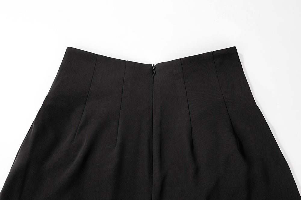 High-Waisted V-Cut Wide-Leg Trousers