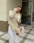 Vintage V-Neck Wool Knitted Hollow-Out Sweater