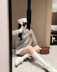PU Leather Logo Sweatshirt