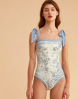 Visual Mood Retro French 2-Face Print One-Piece