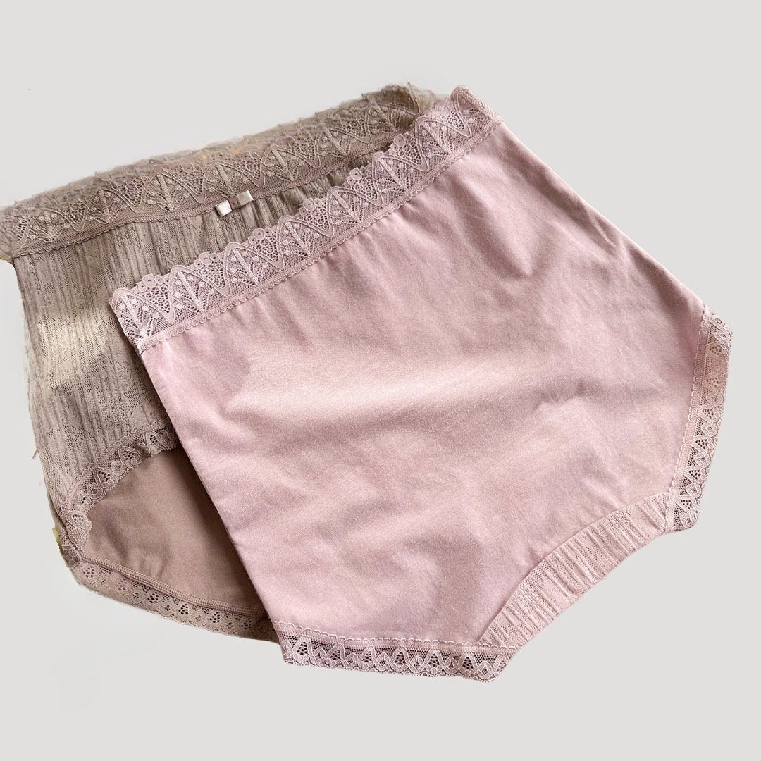 Japan Gun Two-Piece High-Waisted Lace Panties with Mulberry Silk Gusset