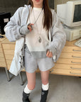 Color-Block Sleeve Ribbed Knit Top