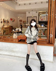 Lazy Style Printed Round Neck Knit Sweater