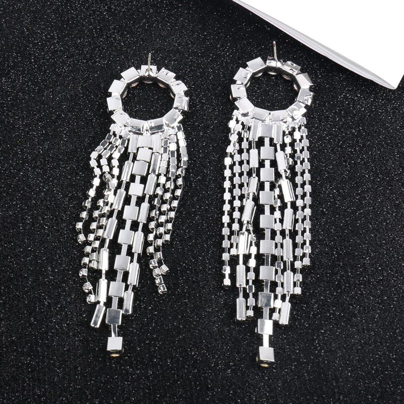 Rhinestone Tassel Earrings