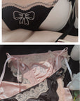 Light Luxury Rhinestone Lace up Satin Low Waist Panties (Pack of 2)