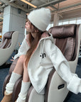Korean-Style Colorblock Fleece-Lined Hoodie Jacket