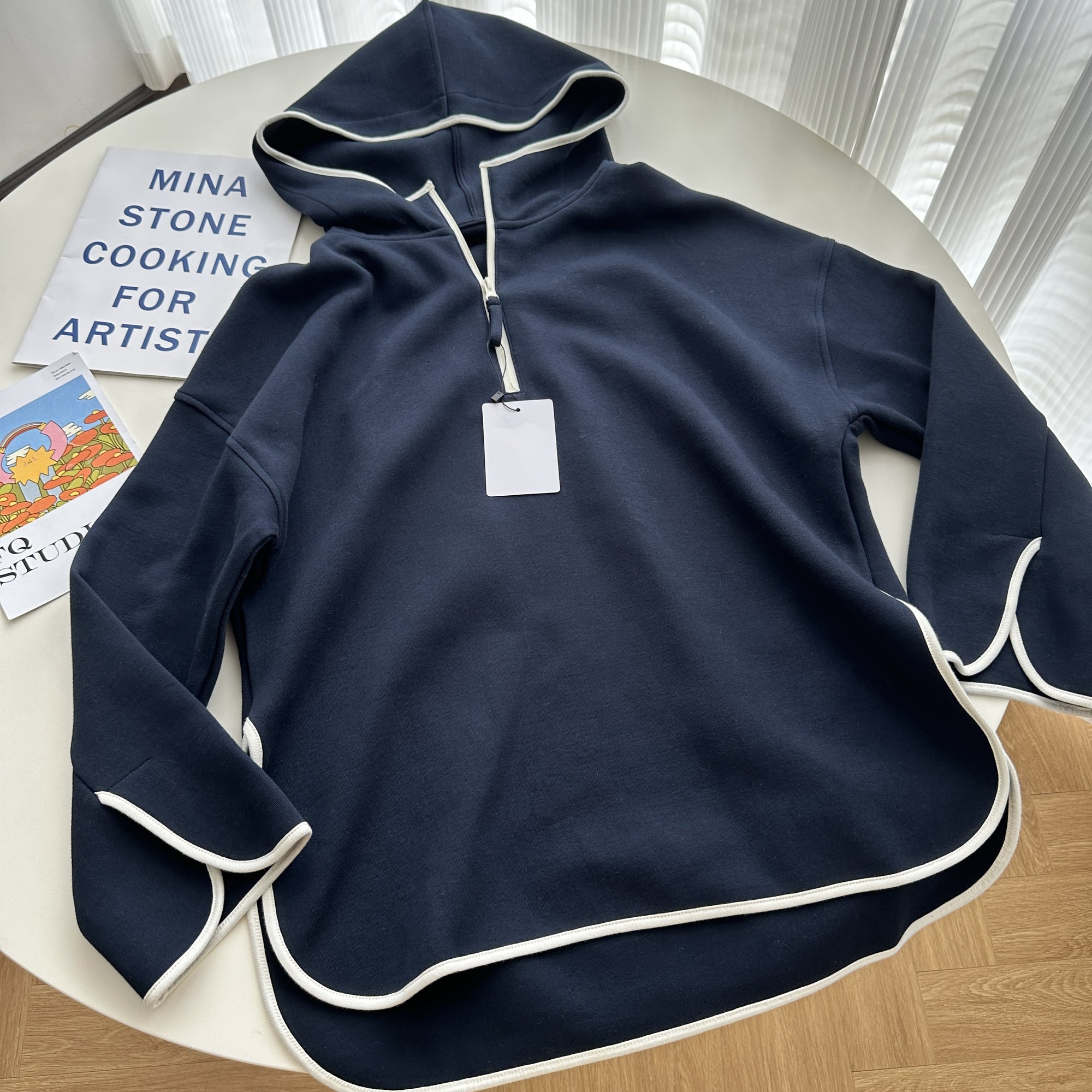 Hooded Color-Block Half-Zip Sweatshirt