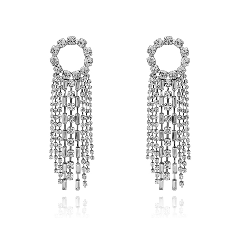 Rhinestone Tassel Earrings