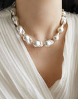 Vintage Rare Glowing Baroque Pearl Collar Necklace