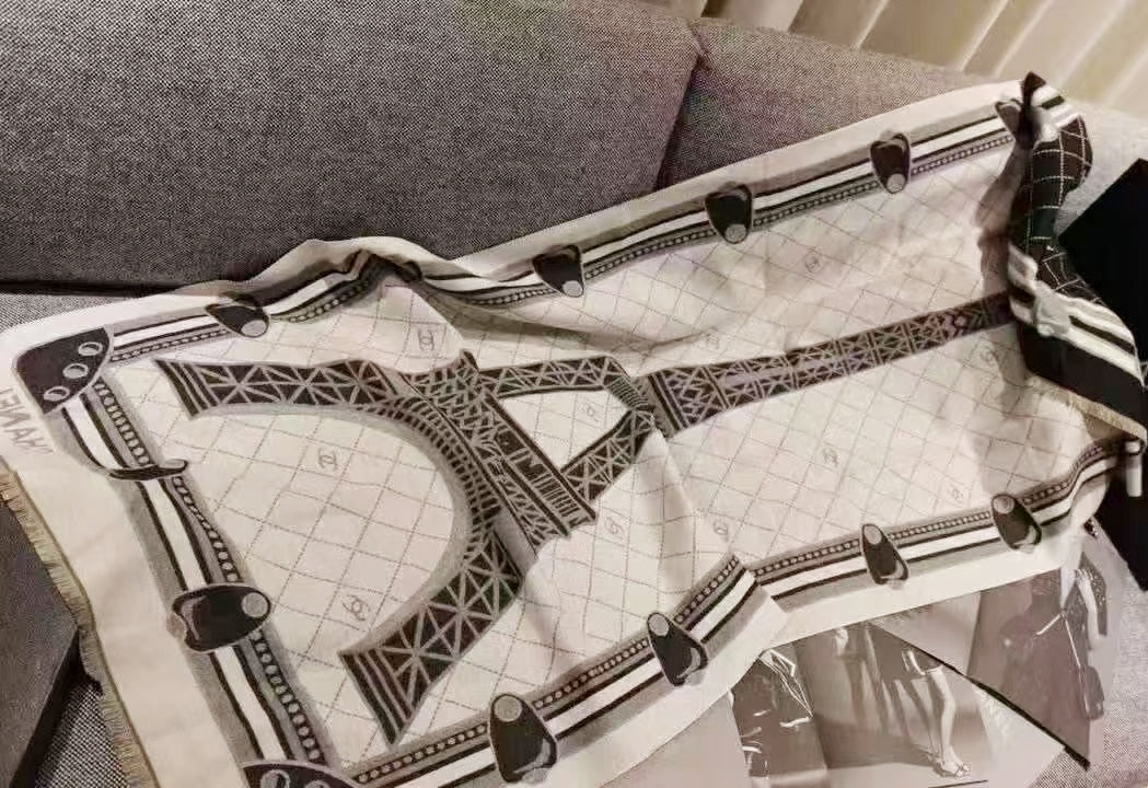 100% Pure Wool Paris Eiffel Tower Scarf(with gift box)