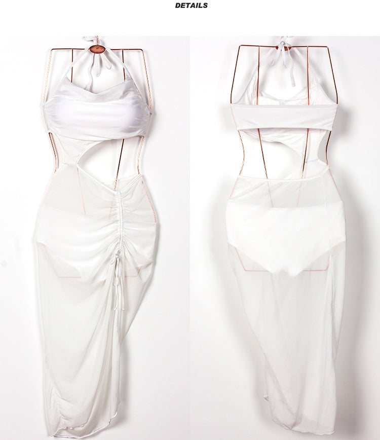 One-Shoulder and Waist-off Instagram Maxi Swimsuit/Beach Dress