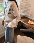 3D Embroidered Cashmere Loose Sweater