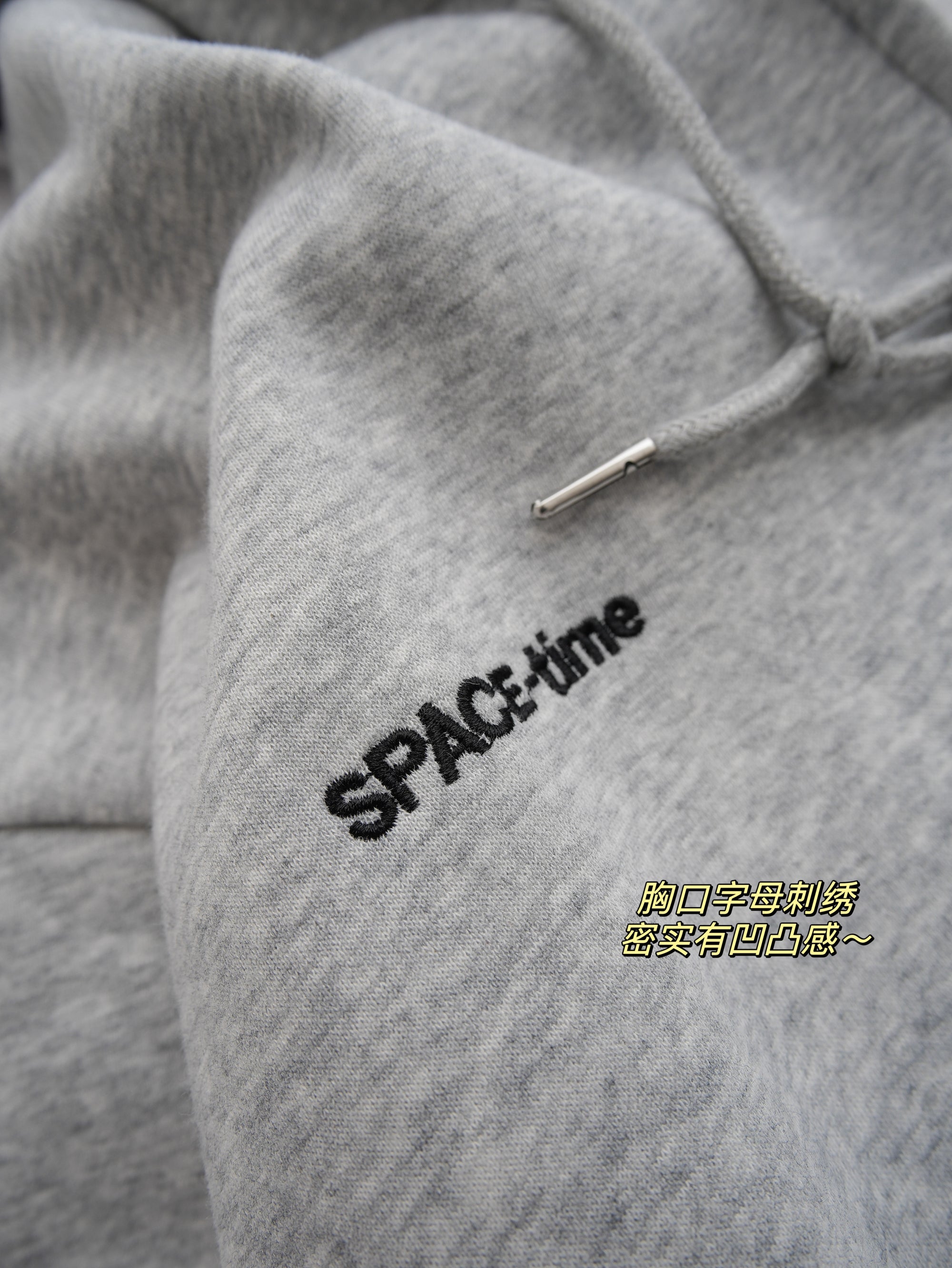American BM Style Grey Plaid Fleece Hoodie (450g)