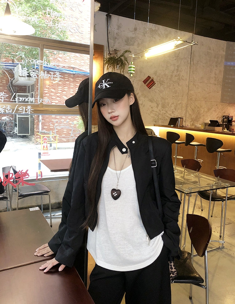 Sweet & Cool Girl Style Stand Collar Jacket