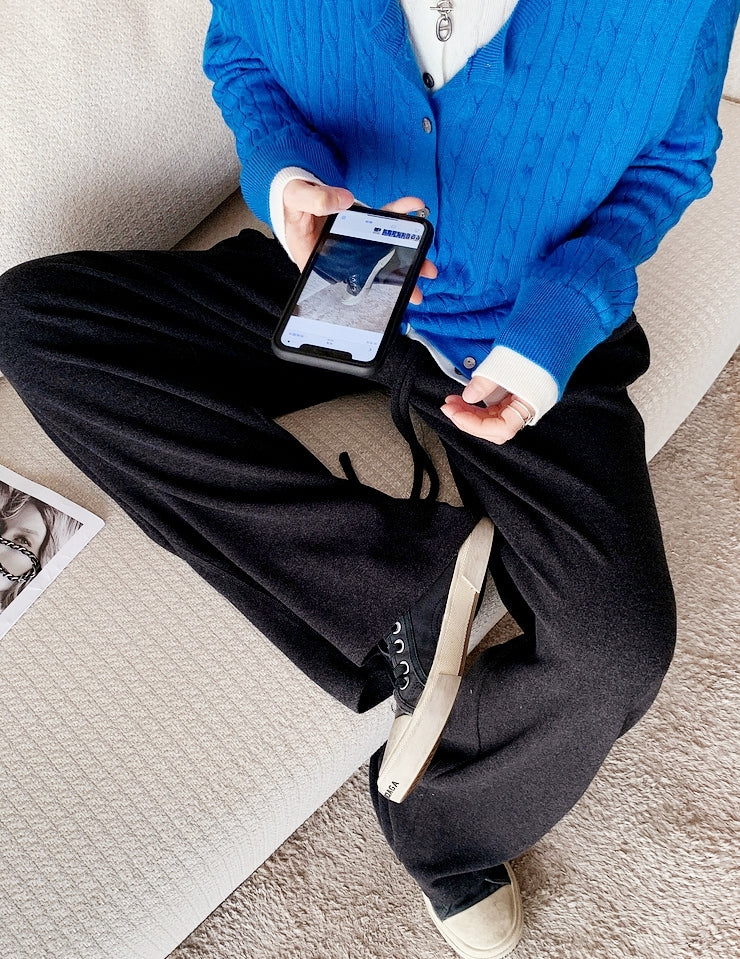 Cozy High-Waisted Wide-Leg Pants