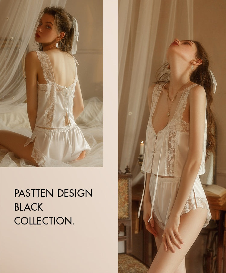 Pure Desire Semi-transparent Lace Pajama Set