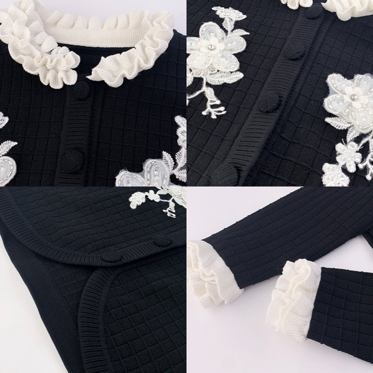 Textured Knit Embroidered Cropped Top