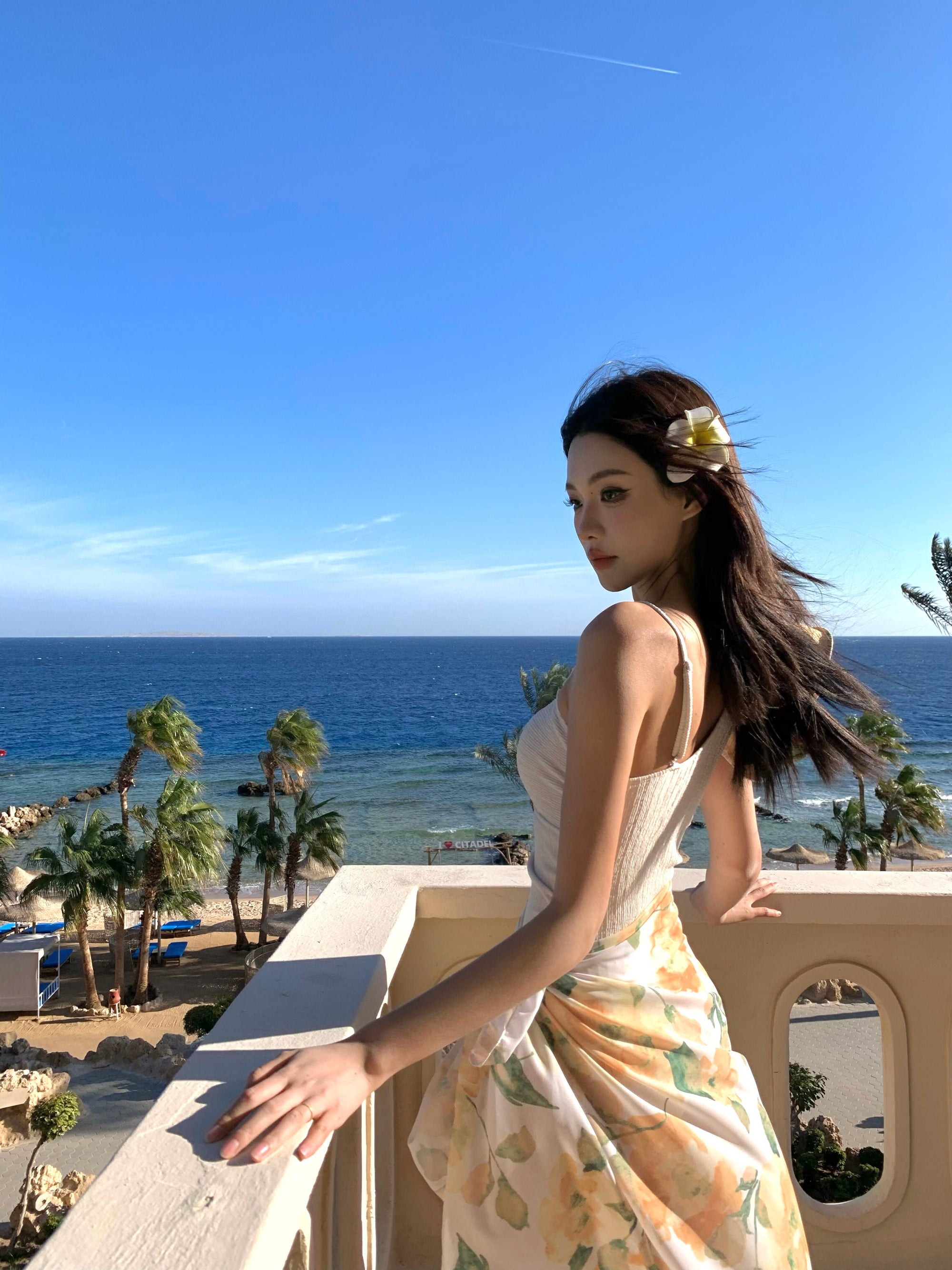One-Shoulder Ruffled Swimsuit with Sheer Cover-Up