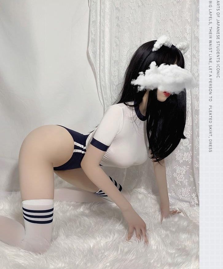 One-Piece Semi-transparent Student Sexy Underwear (With Student Socks)