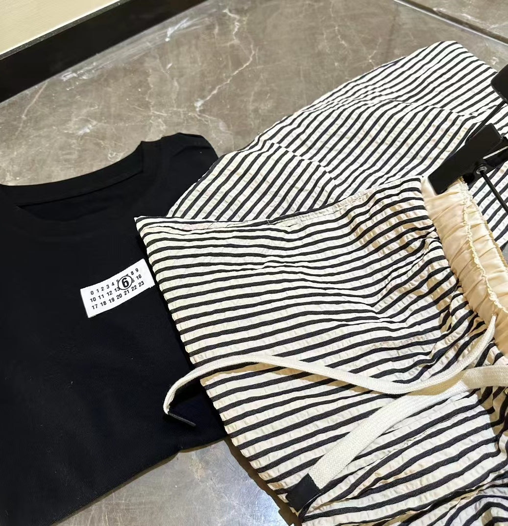 MM6 Striped Wide-Leg Floor-Length Pants