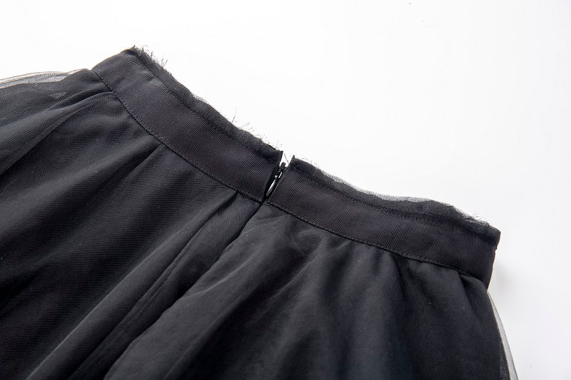 Dark Multi-Layered Irregular Gauze Skirt