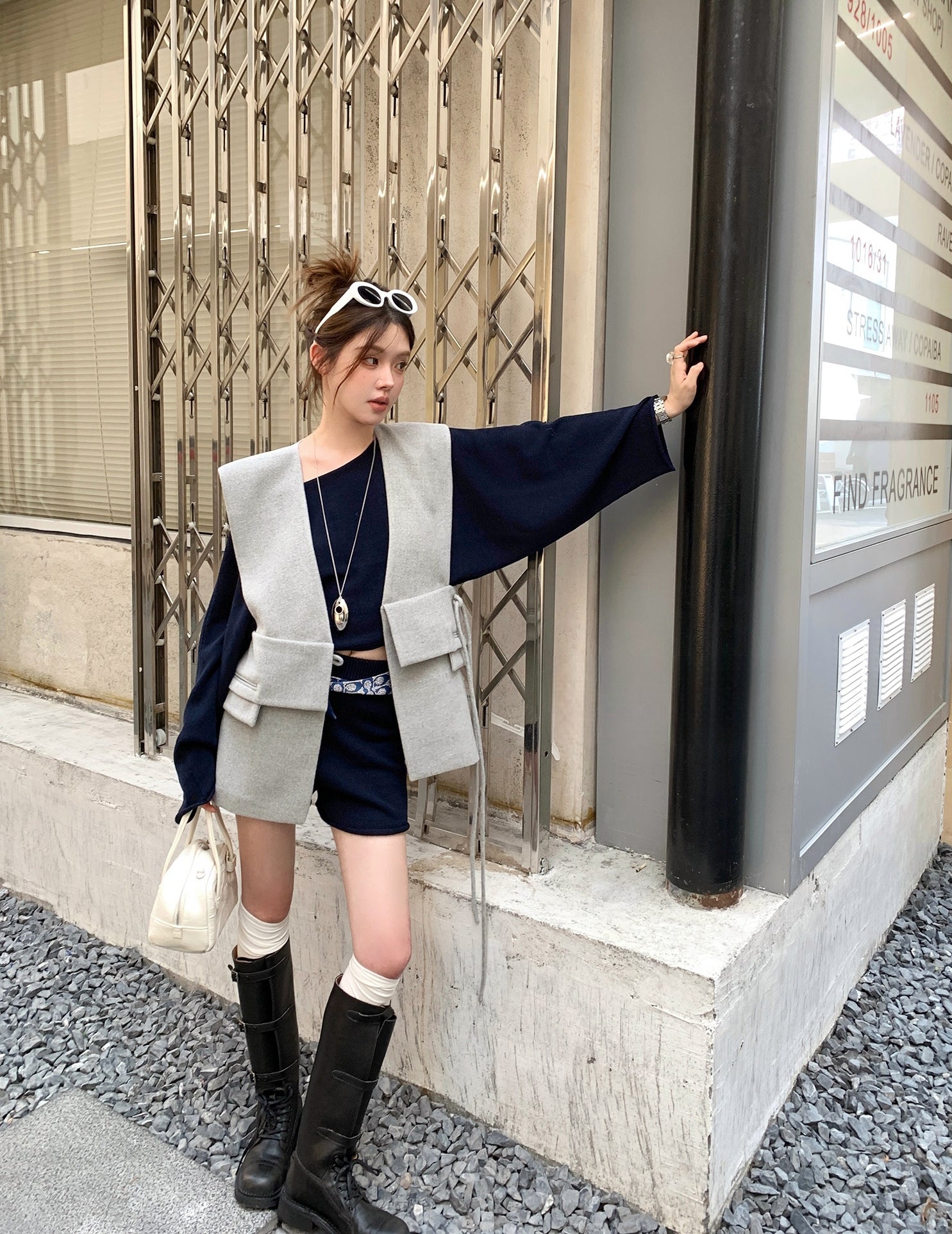 Relaxed Navy Blue Two-Piece Set &amp;nbsp;