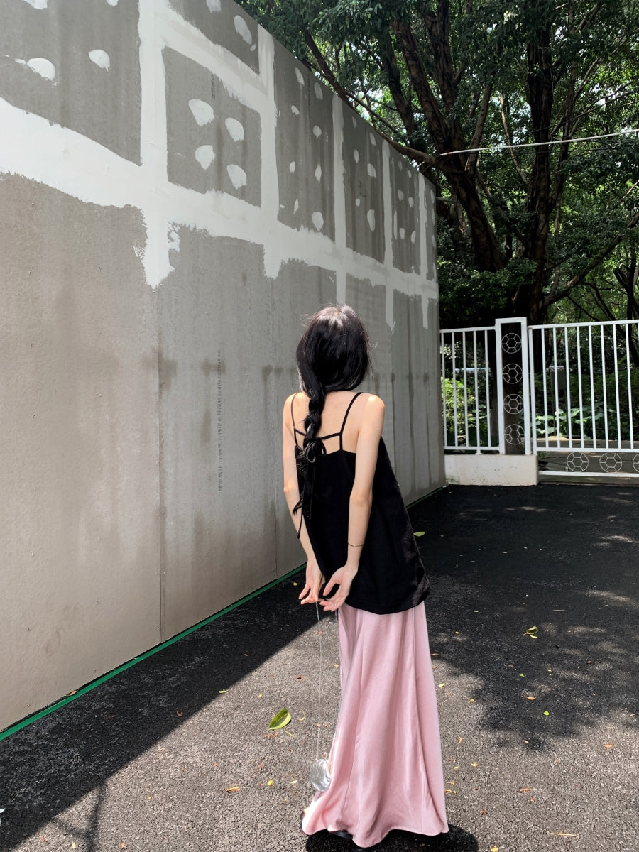 Must-Have Tie-Strap Camisole + Acetate Satin Mermaid Skirt