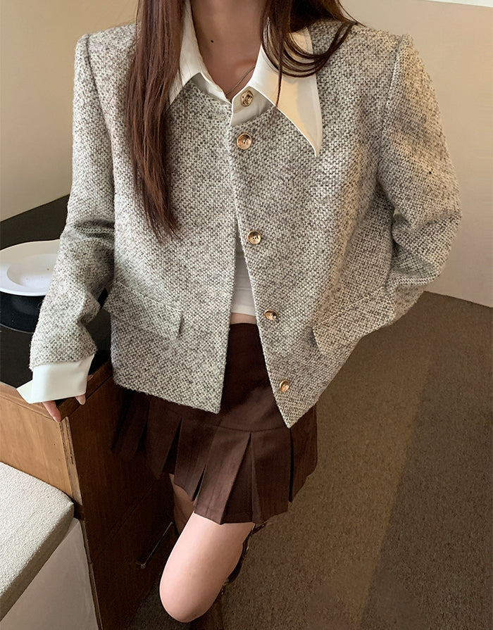 Wool Tweed Chic Short Jacket