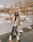 CELINE White Duck Down Shearling Thickened Puffer Jacket