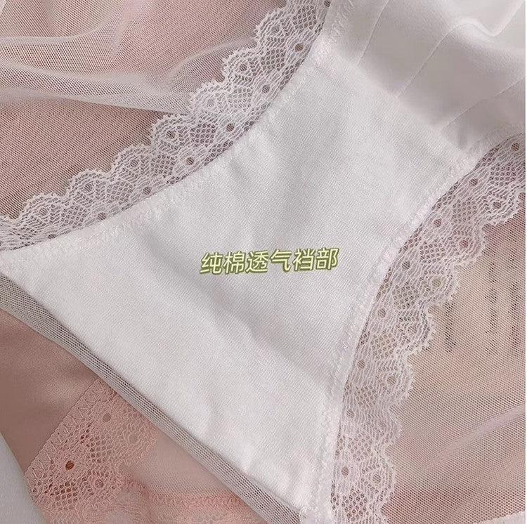 French Light Luxury Ice Silk Pleated Gauze Panties  (Pack of 2)