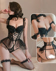 Court Lace Corset Jumpsuit (Comes With Stockings/Fishnet Stockings)