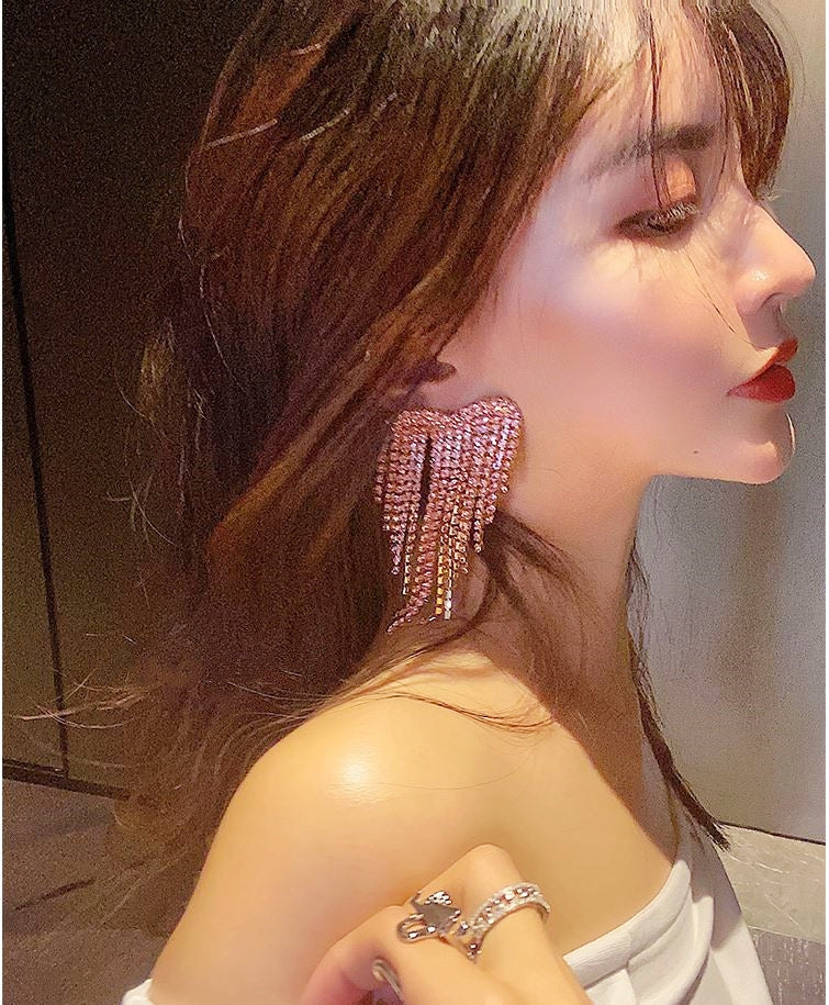 Luxury Heart-shaped Tassel Earrings