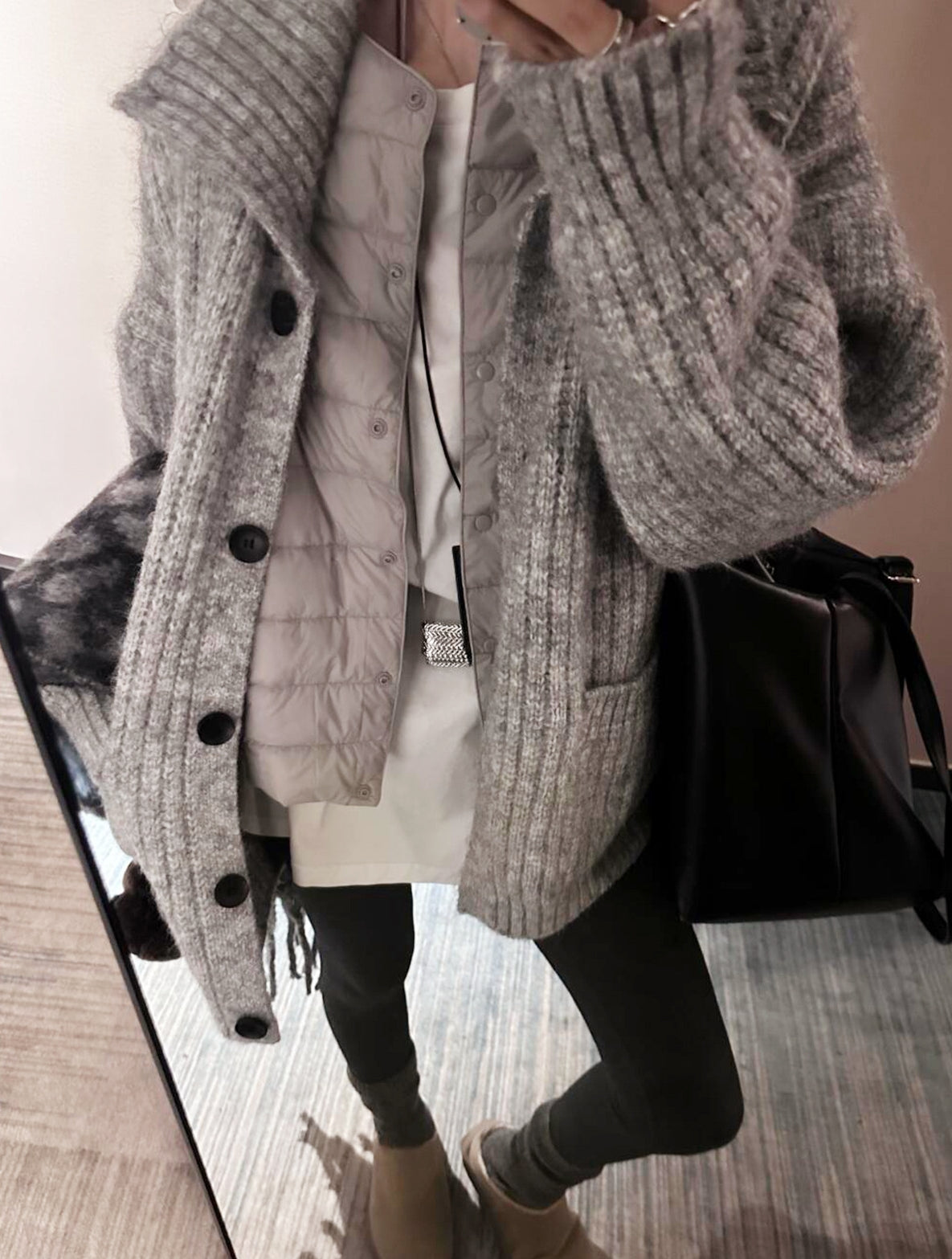 Korean-style wool knit cardigan with a relaxed, stylish design