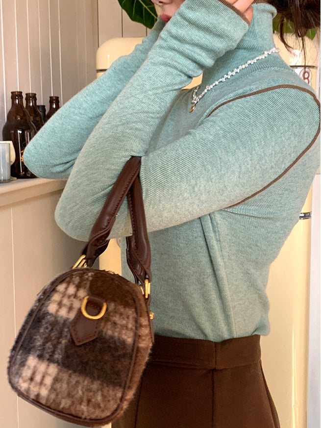 Merino Wool High-Neck Slim Fit Knit Top