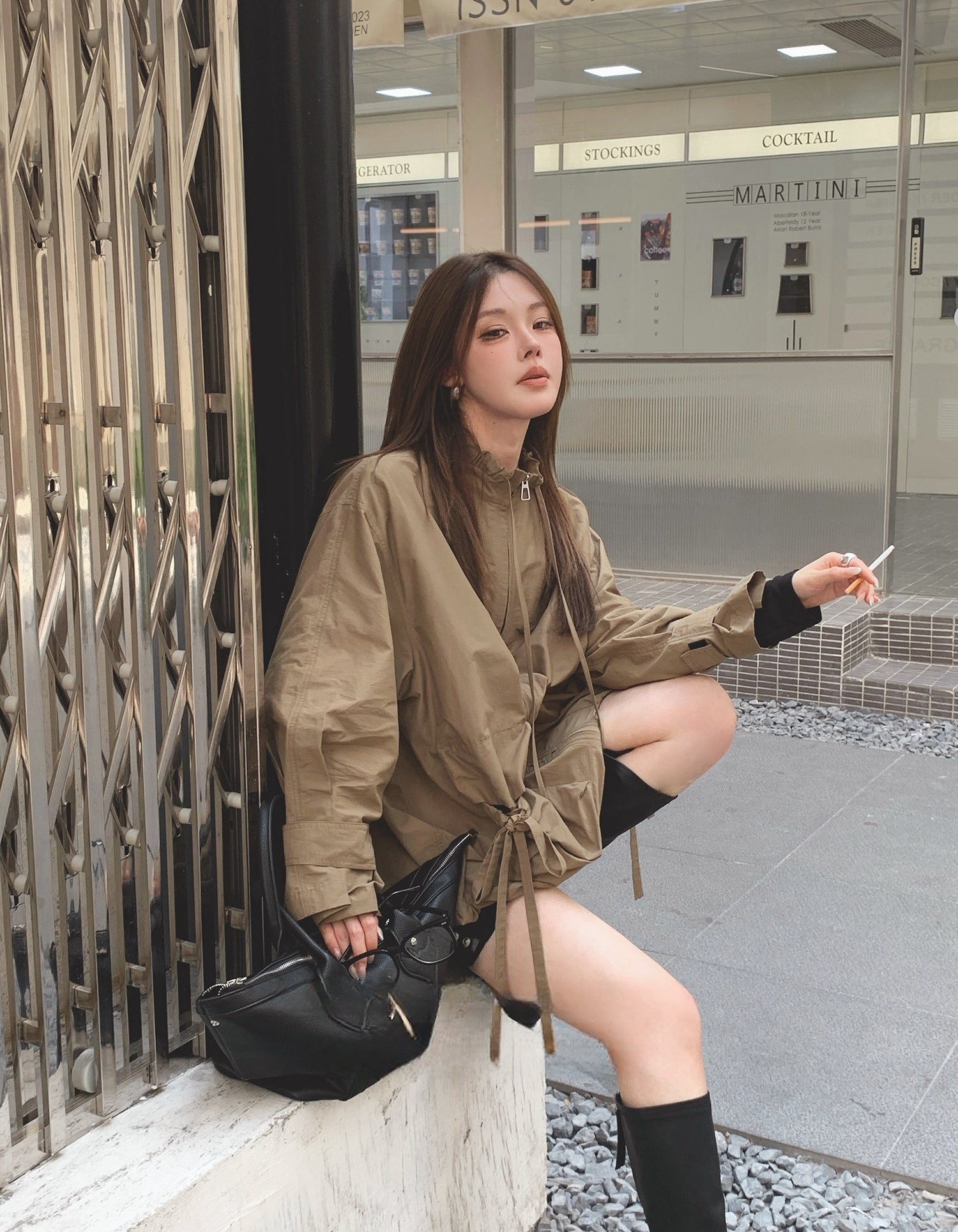 Casual Utility-Style Jacket with Straps