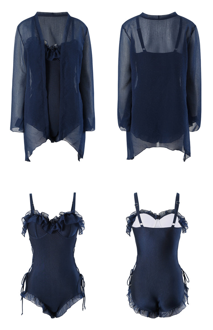 Sexy Cutout One-Piece Swimsuit + Cover-Up Set