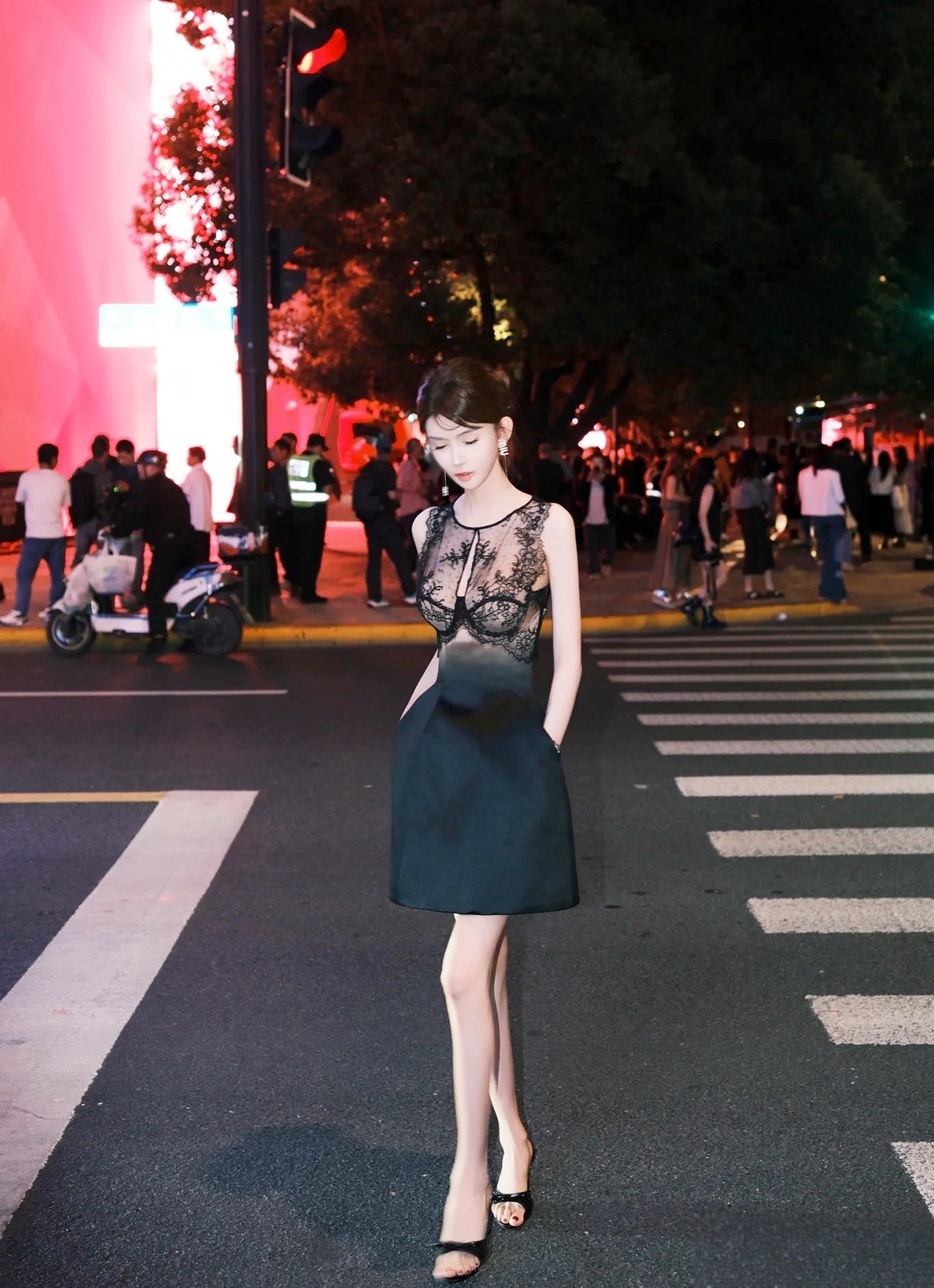 Thai Semi-Luxury Hollow-Out 2-Piece Dress Set