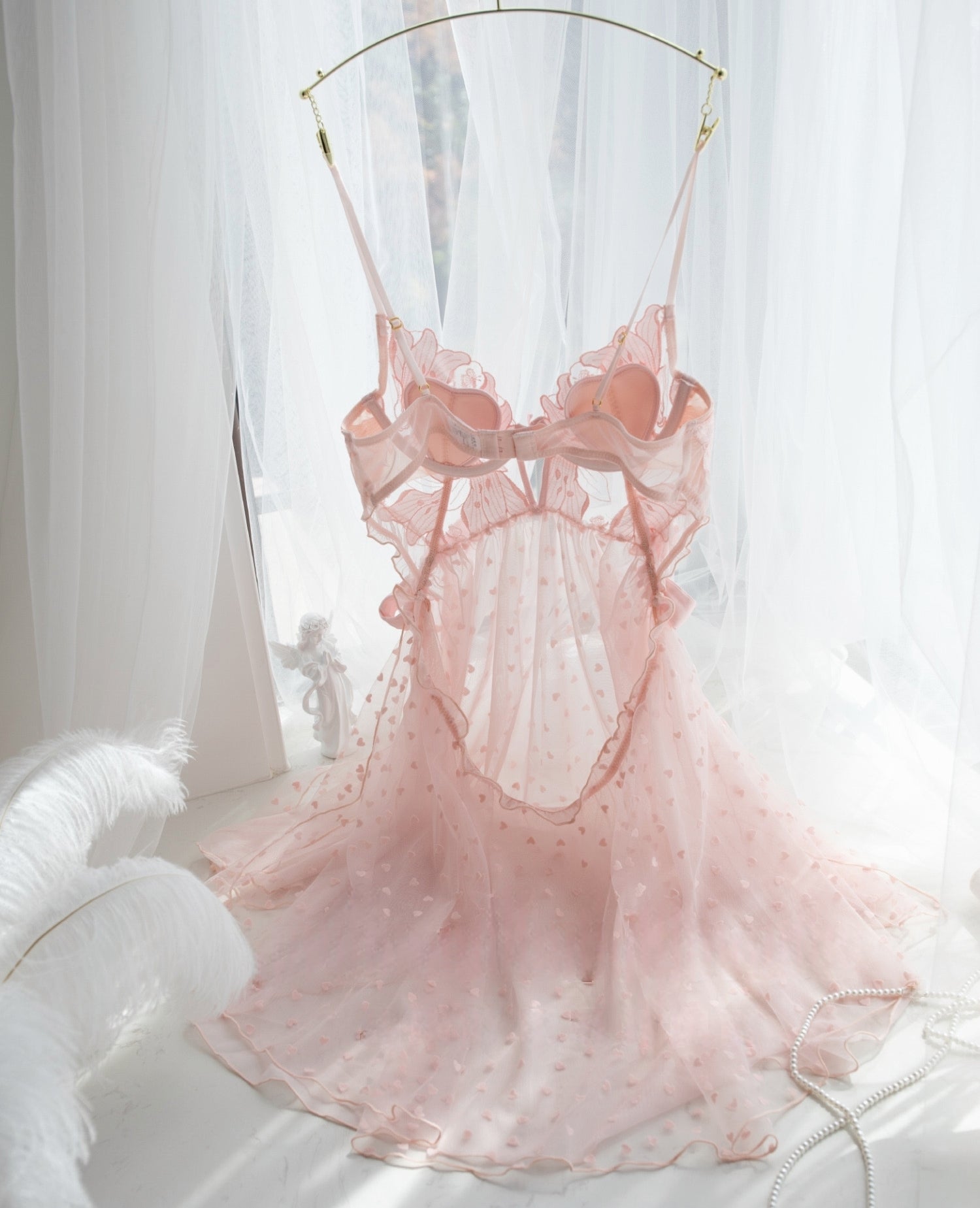 French Pure Desire Polka Dot Sexy Nightgown (2-Piece Set)