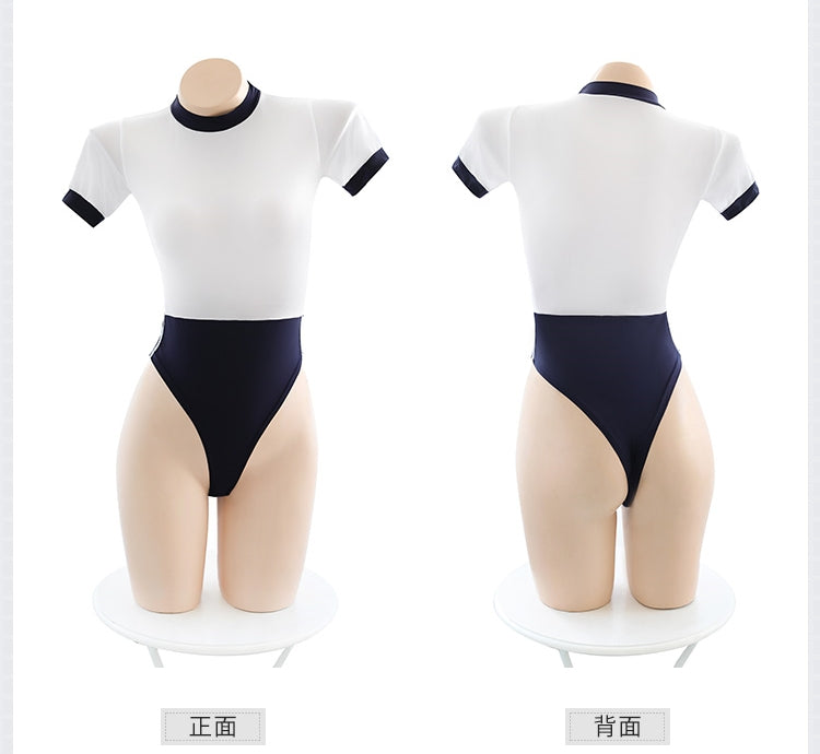 One-Piece Semi-transparent Student Sexy Underwear (With Student Socks)