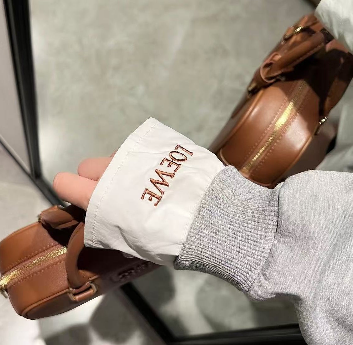 PU Leather Logo Sweatshirt