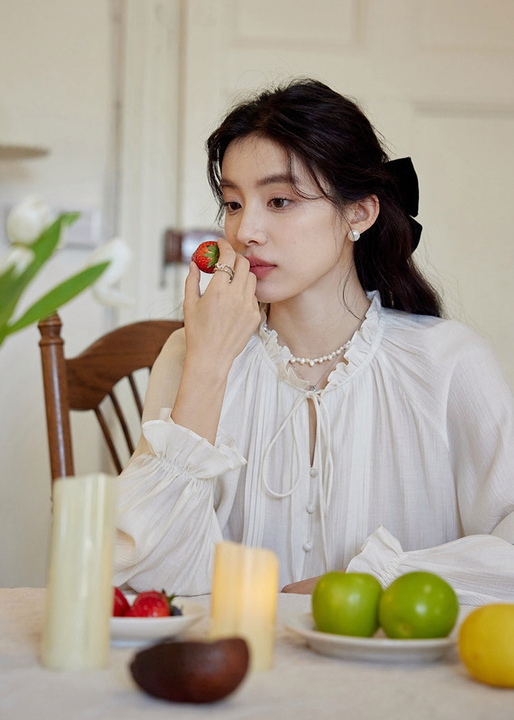 Elegant French-Style Cotton-Linen Shirt with Inner Camisole