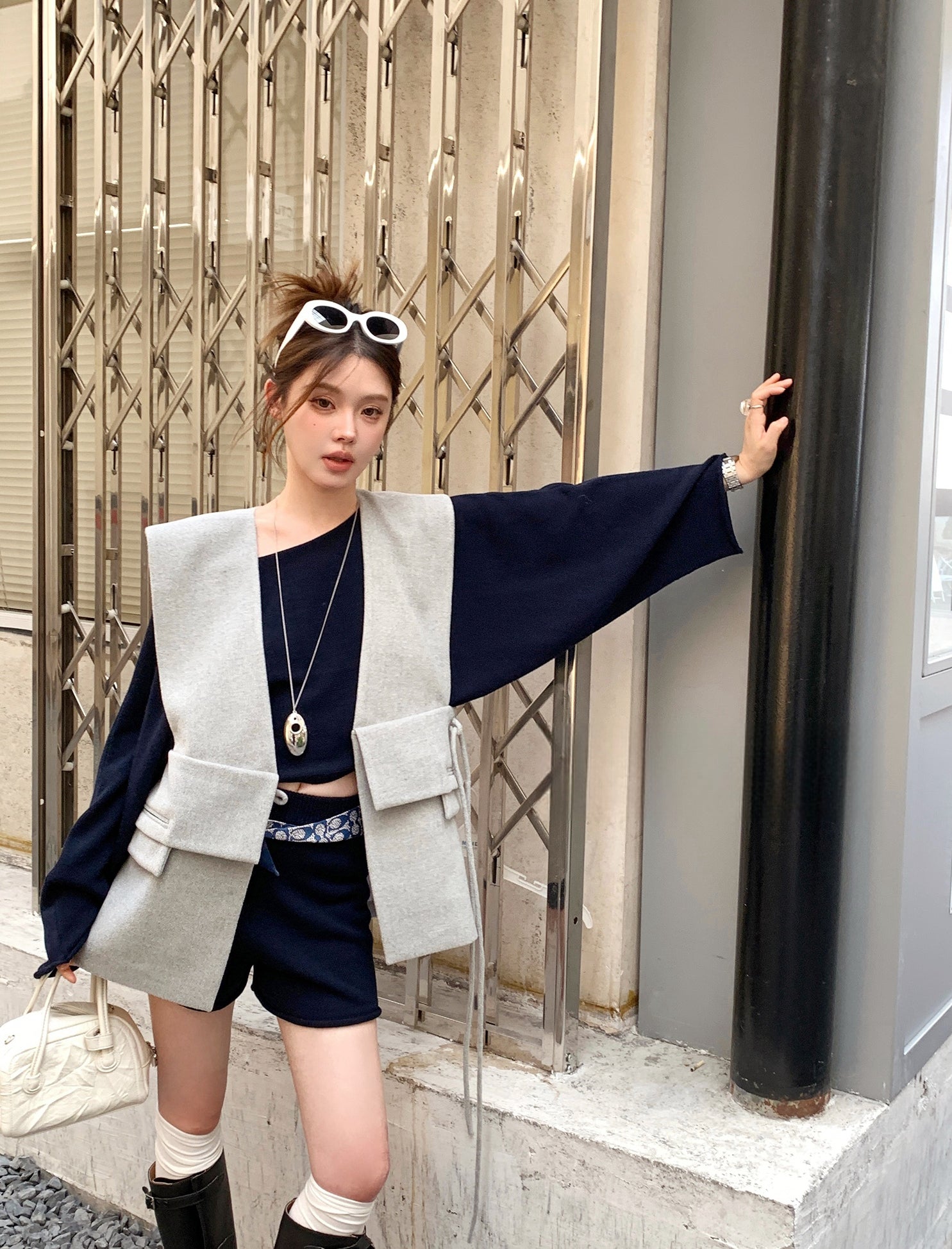 Relaxed Navy Blue Two-Piece Set &amp;nbsp;