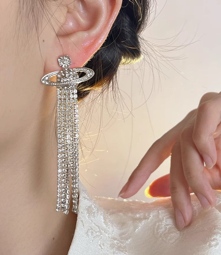 Saturn Tassel Stud Earrings