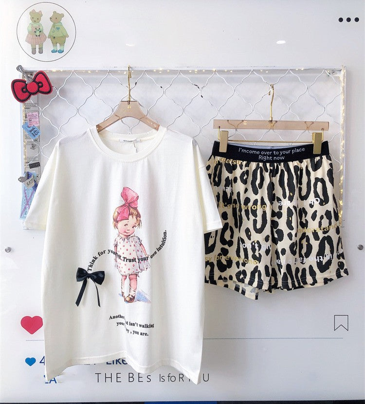 Cartoon Leopard Print Bow House Set